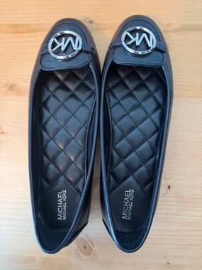 Michael Kors Black Quilted Logo Flats